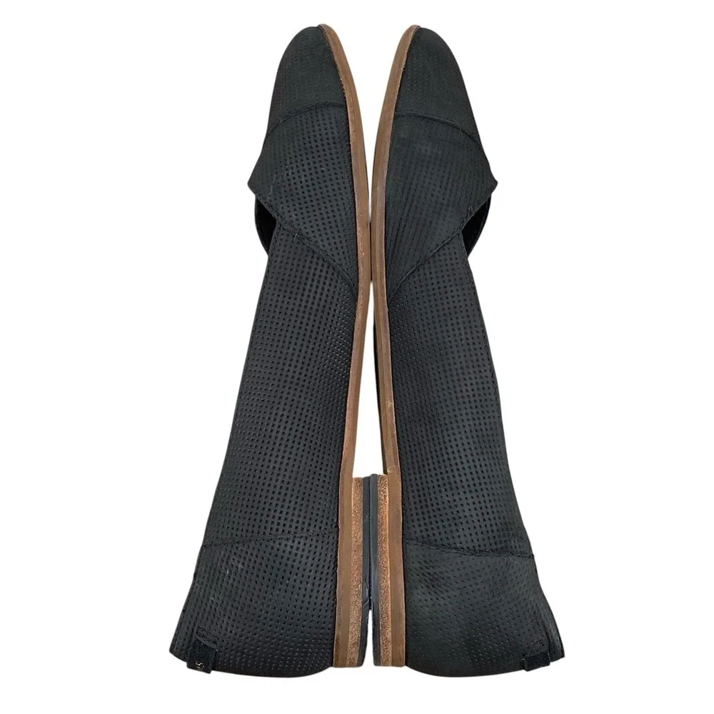 TOMS Julie Perforated Black Suede Ballet Flats women's Size 9.5